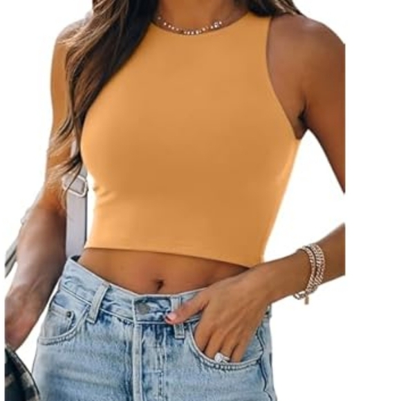 REORIA Butsmooth® Women's Sleeveless Halter Neck Double Lined Casual Basic Crop - Picture 1 of 5